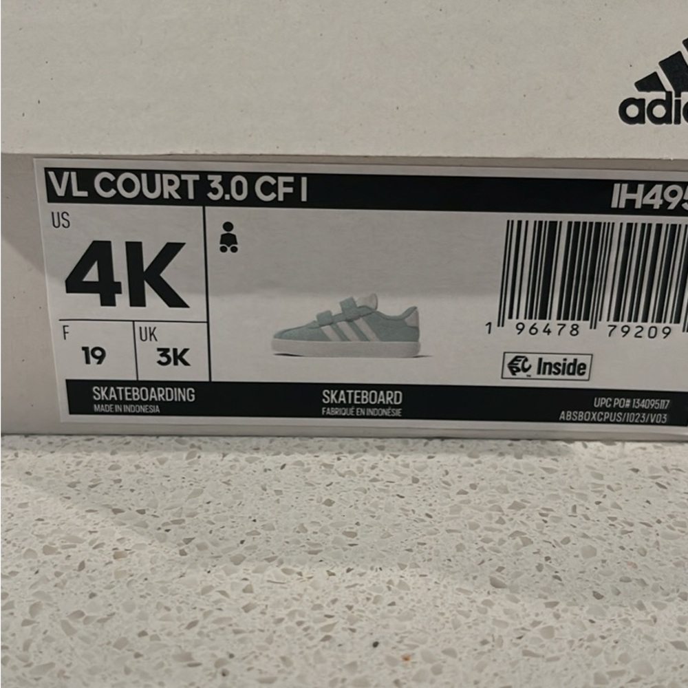 Toddler Adidas VL Court Sneakers in Light Blue and White